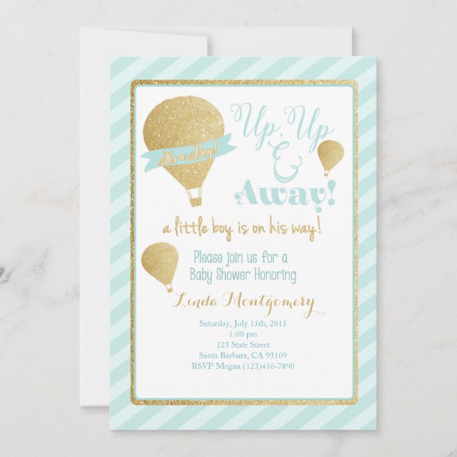 Hot Air Balloon Baby Shower Invitation (Front)