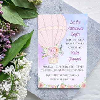 Hot Air Balloon Baby Shower Invitation