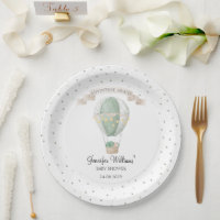 Hot air balloon baby shower paper plates