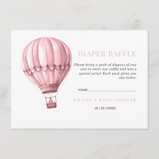 Hot Air Balloon Baby Shower Pink Girl Adventure Enclosure Card