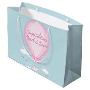 Hot Air Balloon Baby Shower Pink Large Gift Bag