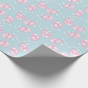 Hot Air Balloon Baby Shower Pink Thank You Wrapping Paper