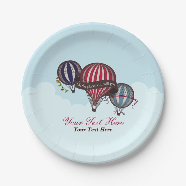 Hot air balloon baby shower plates (Front)