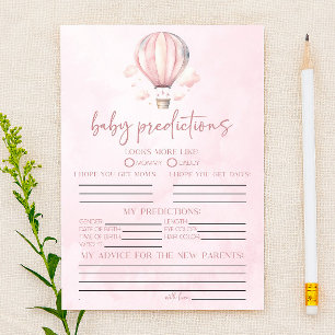 Hot Air Balloon Baby Shower Predictions Game