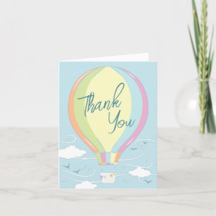 Hot Air Balloon Baby Shower Rainbow Thank You Card