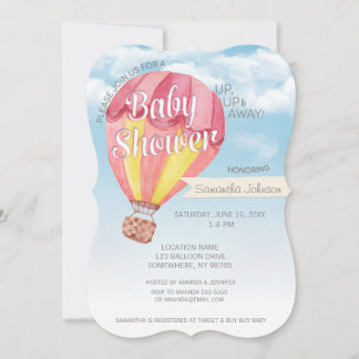 Hot Air Balloon Baby Shower - Red & Yellow Neutral Invitation