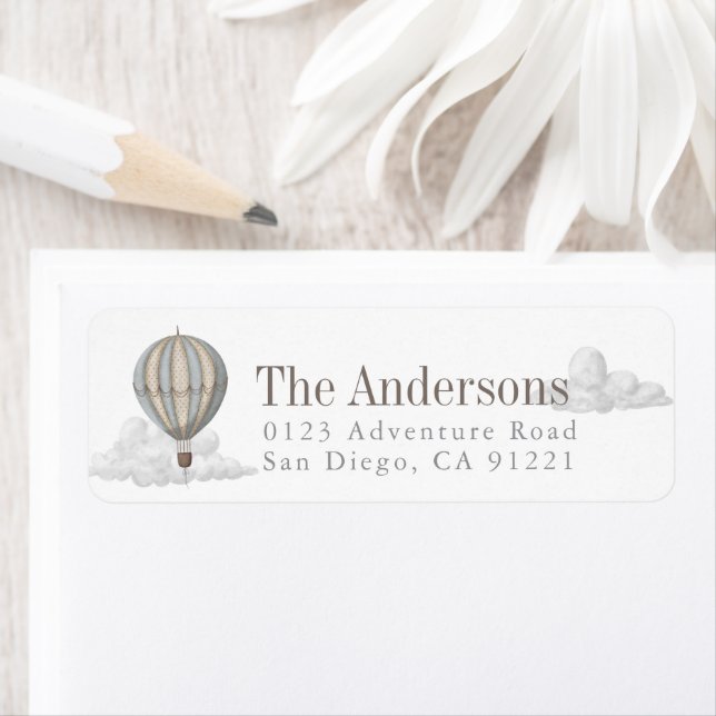 Hot Air Balloon Baby Shower Return Address (Insitu)
