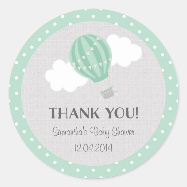 Hot Air Balloon Baby Shower Sticker (Front)