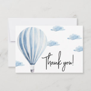 Hot air balloon baby shower thank you card