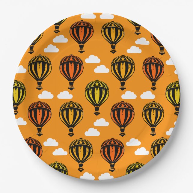 Hot Air Balloon Ballooning Patterned Paper Plate (Front)