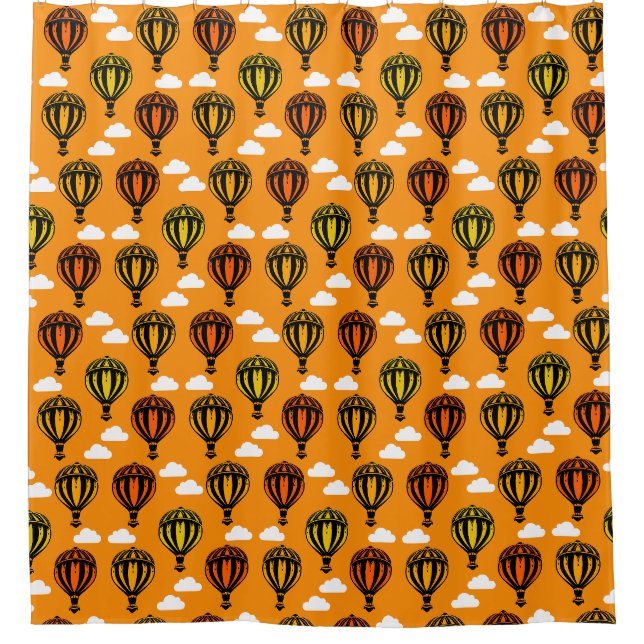 Hot Air Balloon Ballooning Patterned Shower Curtain (Front)