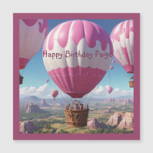 Hot Air Balloon Birthday Magnetic Card