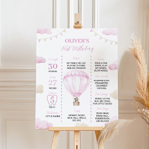 Hot Air Balloon Birthday Milestone Sign Poster