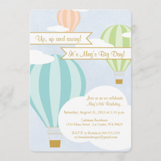 Hot Air Balloon Birthday Party Invitation