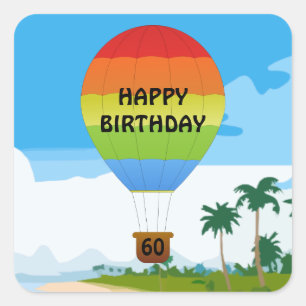 Hot Air Balloon Birthday template sticker