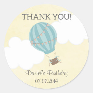 Hot Air Balloon Birthday Thank You Stickers