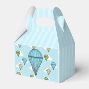Hot Air Balloon Blue and Green Cloudy Sky Favour Box
