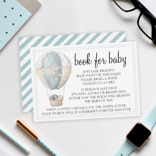 Hot air balloon blue baby shower enclosure cards
