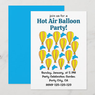 Hot Air Balloon Blue Clouds Hot Air Balloon Invitation