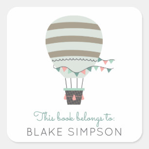 Hot Air Balloon Bookplate Sticker