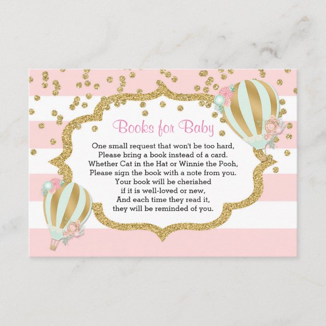 hot air balloon Books for baby bring a book insert (Front)