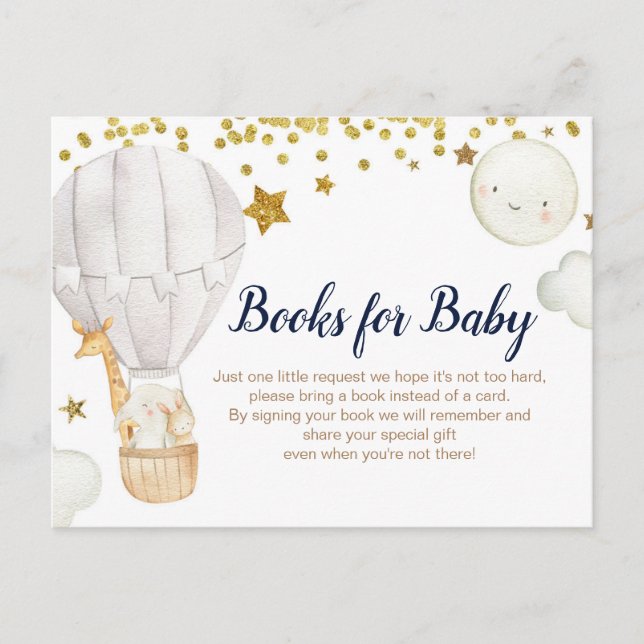 Hot air balloon Books for baby Invitation Postcard (Front)