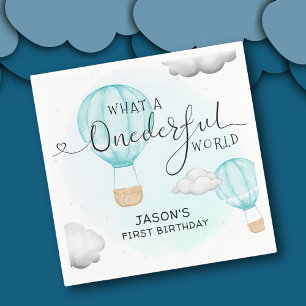 Hot Air Balloon Boys First Birthday Napkin
