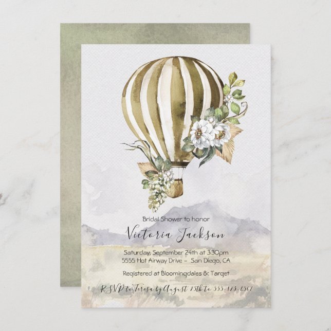 Hot Air Balloon Bridal Shower invitations (Front/Back)