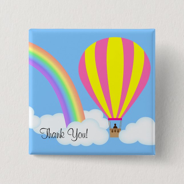 Hot Air Balloon Button - Blue Background (Front)