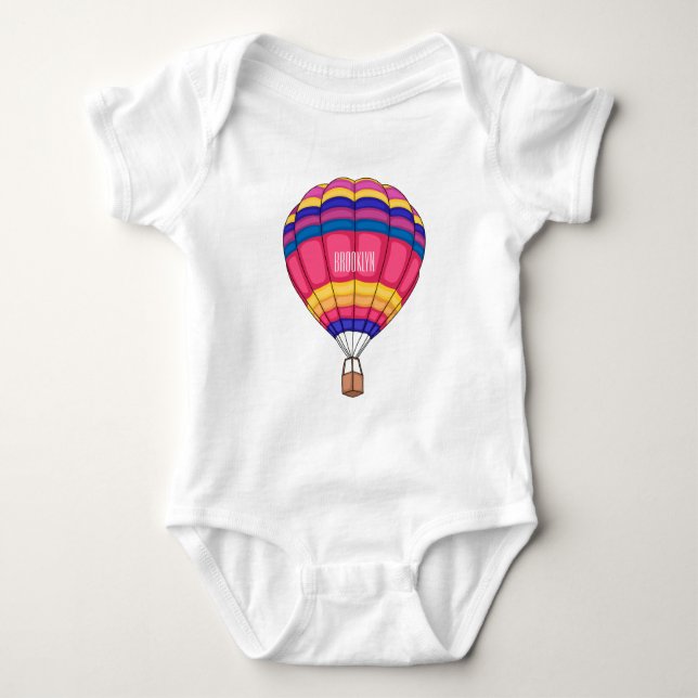 Hot air balloon cartoon illustration  baby bodysuit (Front)