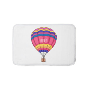 Hot air balloon cartoon illustration  bath mat