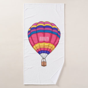 Hot air balloon cartoon illustration bath towel set