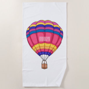 Hot air balloon cartoon illustration  beach towel