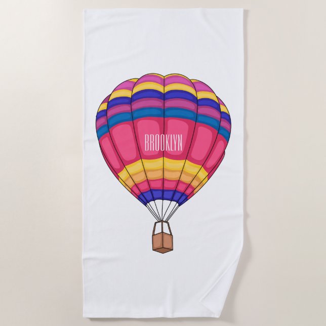 Hot air balloon cartoon illustration  beach towel (Front)