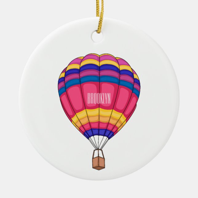 Hot air balloon cartoon illustration ceramic tree decoration (Front)