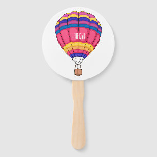 Hot air balloon cartoon illustration hand fan