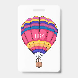 Hot air balloon cartoon illustration ID badge