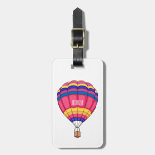 Hot air balloon cartoon illustration luggage tag