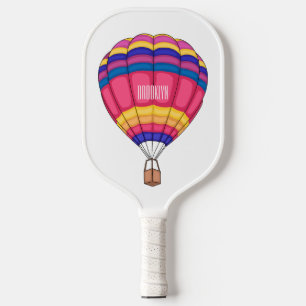 Hot air balloon cartoon illustration  pickleball paddle