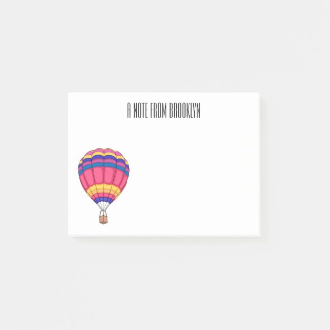 Hot air balloon cartoon illustration post-it notes (Front)