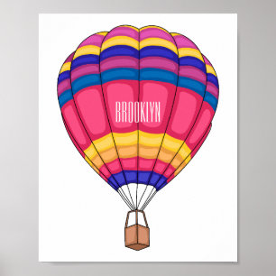 Hot air balloon cartoon illustration poster