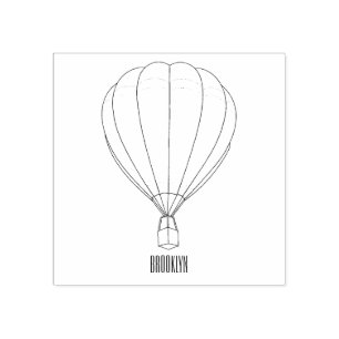 Hot air balloon cartoon illustration rubber stamp