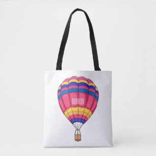 Hot air balloon cartoon illustration tote bag