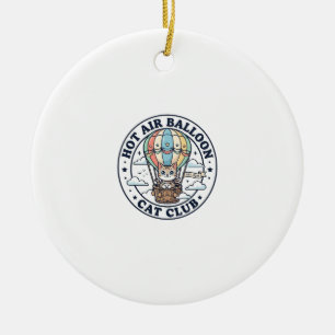 Hot Air Balloon Cat Cute Cat T-Shirt Design - Hot Ceramic Tree Decoration