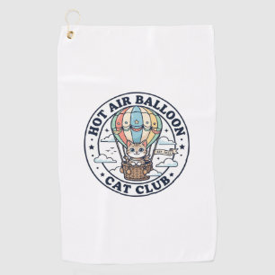 Hot Air Balloon Cat Cute Cat T-Shirt Design - Hot  Golf Towel