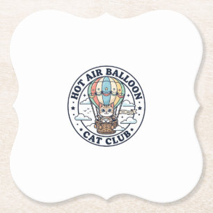 Hot Air Balloon Cat Cute Cat T-Shirt Design - Hot Paper Coaster