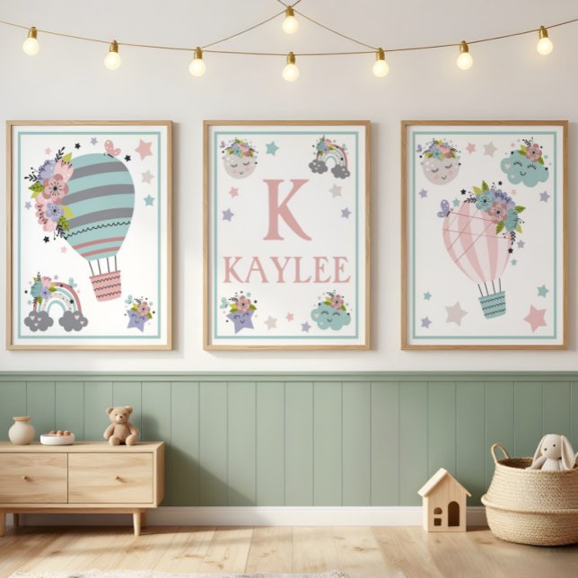 Hot Air Balloon Cloud, Rainbow, Moon Art Print Set (Creator Uploaded)