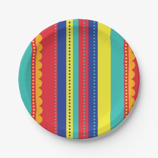 Hot Air Balloon Colourful Birthday Party Paper Plate (Front)