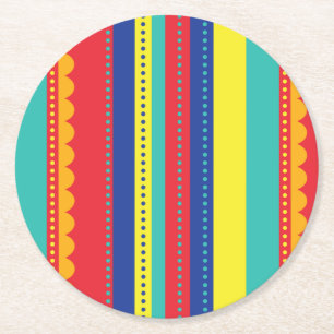 Hot Air Balloon Colourful Birthday Party Round Paper Coaster