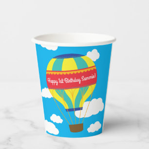 Hot Air Balloon Cute Colourful 1st Birthday Kids Paper Cups